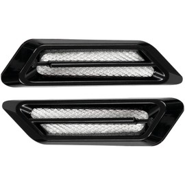 AUTOXBERT 2Pcs Car Air Flow Fender Side Hood Mesh Vent Decoration Cover Sticker Exterior Accessories Universal Car Fender Air Flow Intake Hood Scoop Vents Sticker Black