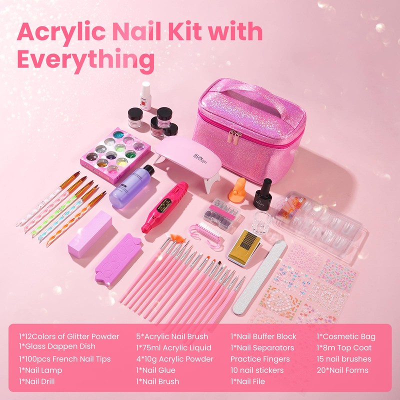 Acrylic Nail Kit for Beginners with Everything in Storage Bag,
