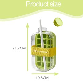 Ice Cube Bottle, Tray with Lid 2 in 1 Vertical Ice Cube Tray with Straw for Coffee Juice Beverage, for Coffee Juice Beverage
