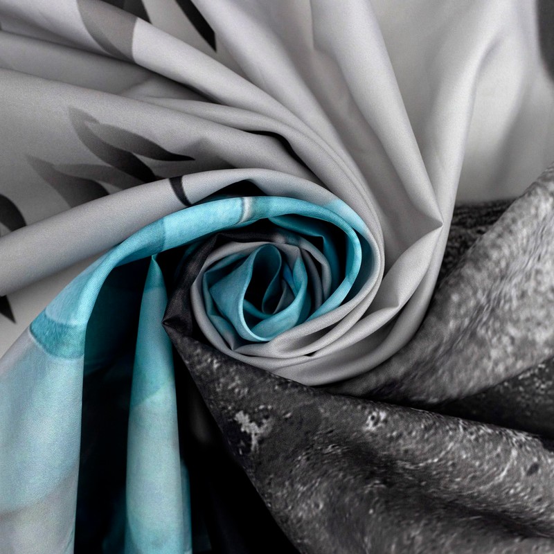 LB Zen Spa Shower Curtain Grey Bamboo Stone with Teal