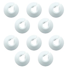 Moicstiy 10 Pcs Water Pipe Cover Decoration, 16 mm Plastic Escutcheon, White Pipe Cover Radiator for Wall Pipe Tube Decoration (5/8 Inch)