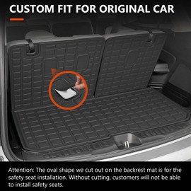 powoq Cargo Mat Compatible with 2016-2025 Honda Pilot (No Elite) Trunk Mat with Backrest Mat TPE Cargo Liner Trunk Liner Replacement for 2016-2025 Honda Pilot Accessories (Trunk Mat with Backrest Mat)