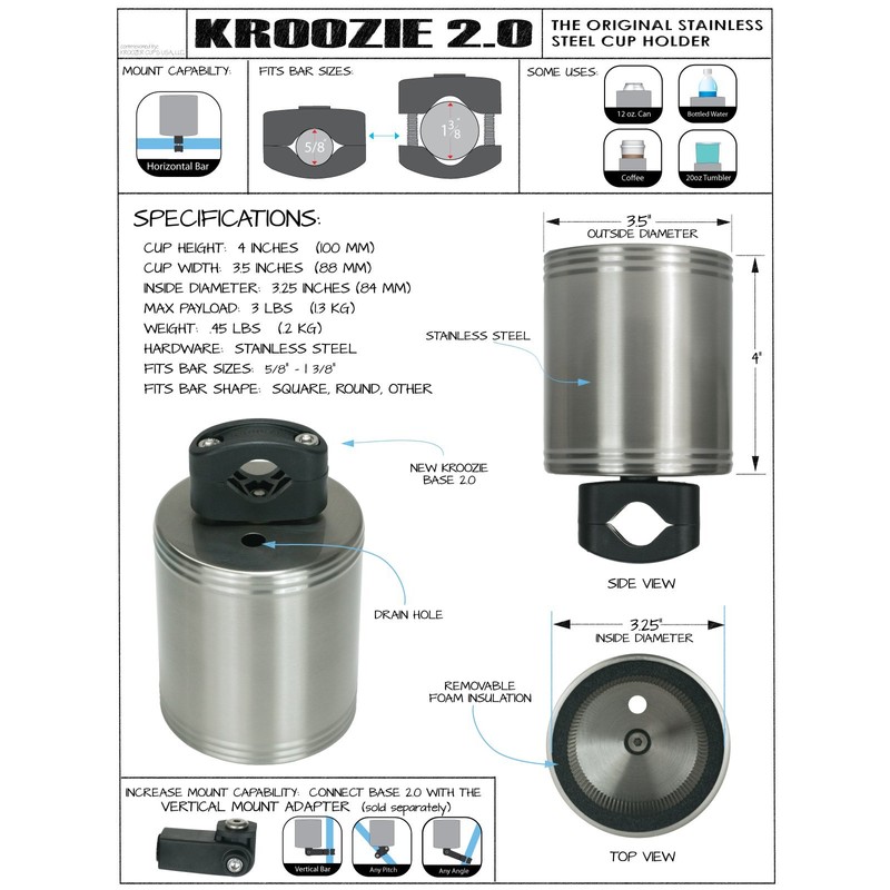 Kroozie 2.0 Bike Bottle Holder – Sturdy, Stainless Steel Bike