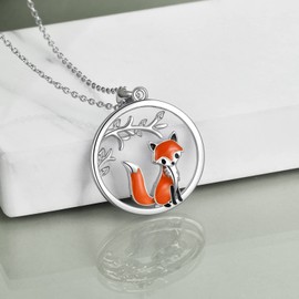 YAFEINI Fox Necklace Sterling Silver Fox Pendant Necklace Cute Fox Jewelry for Women Gifts