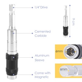 Domisyee Magnetic Pivoting Bit Tip Holder 1/4 Inch - 90 mm Flexible Bit Extension - Hexagonal Bit Holder with 20° Swivel Mode for Narrow Spaces or Corners