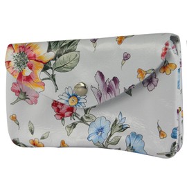 modamoda de P11 Women's Leather Purse Medium Handmade in Italy, Flower-01, small lightweight coin purse