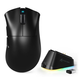 MAMBASNAKE Attack Shark V3 PRO 62g Superlight Wireless Gaming Mouse,RGB Magnetic Charging Dock,BK52820 Tri-Mode BT/2.4G Wireless/Wired Mouse,25000DPI,500mAh,5 Programmable Buttons for Pc/Mac,Black