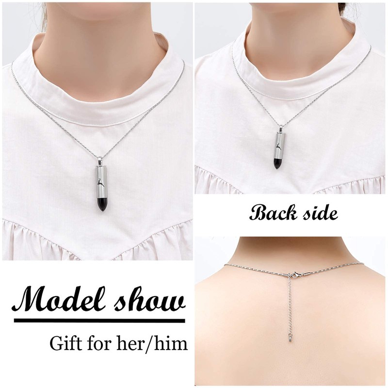 Yinplsmemory Cremation Jewelry Deer Bullet Pendant Urn Necklace for Ashes