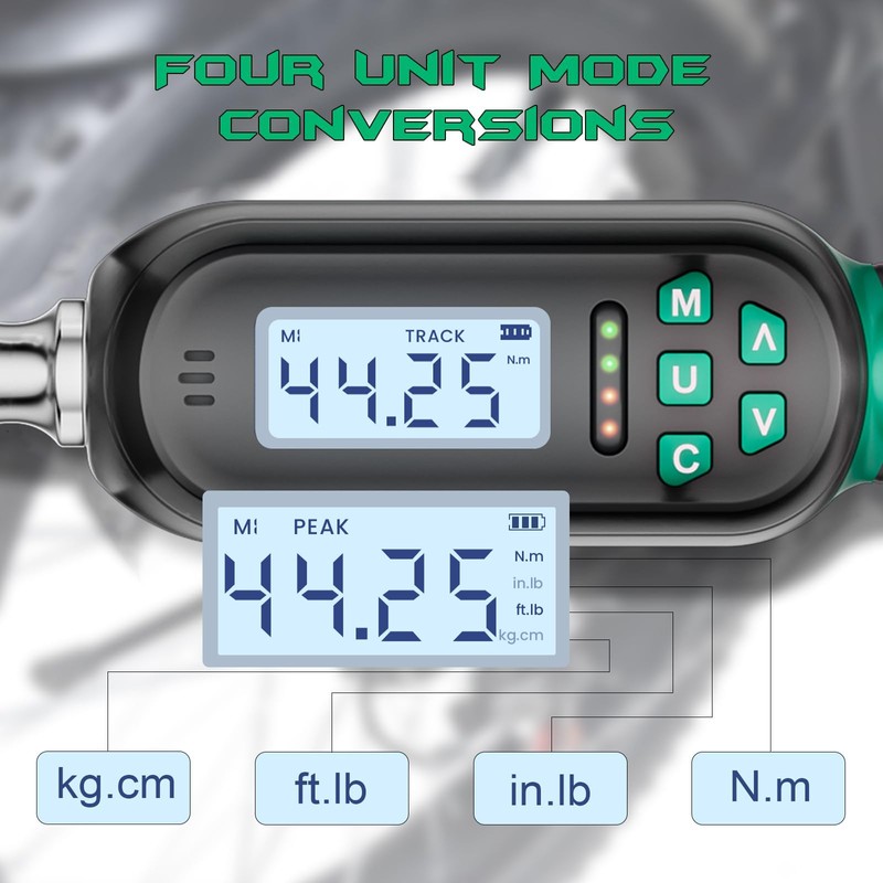 KOEORWS 3/8 Inch Drive Digital TorqueWrench, 2.21-44.25Ft.lb/3-60N.m, Electronic Torque Wrench