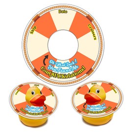 Duck Tags, Cruising Rubber Duck Tags, Duck Game Cards, 35 Pack, 3 x 3 Inches, Life Preserver Ring Shape Design, No Rubber Bands or Strings Required