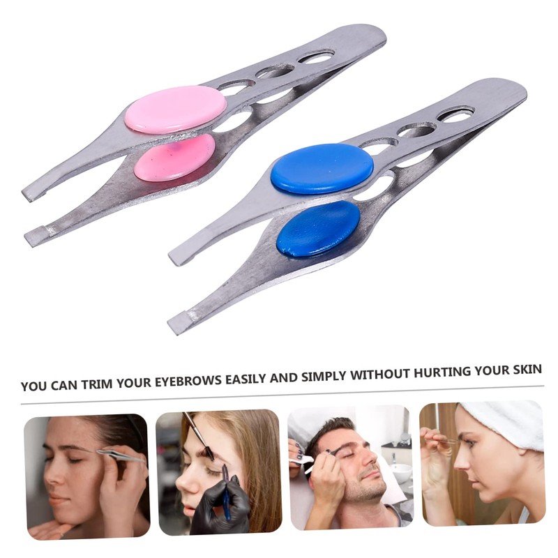 IWOWHERO 4pcs Eyebrow Clamps Creative Eyebrow Tweezers for Precise Hair