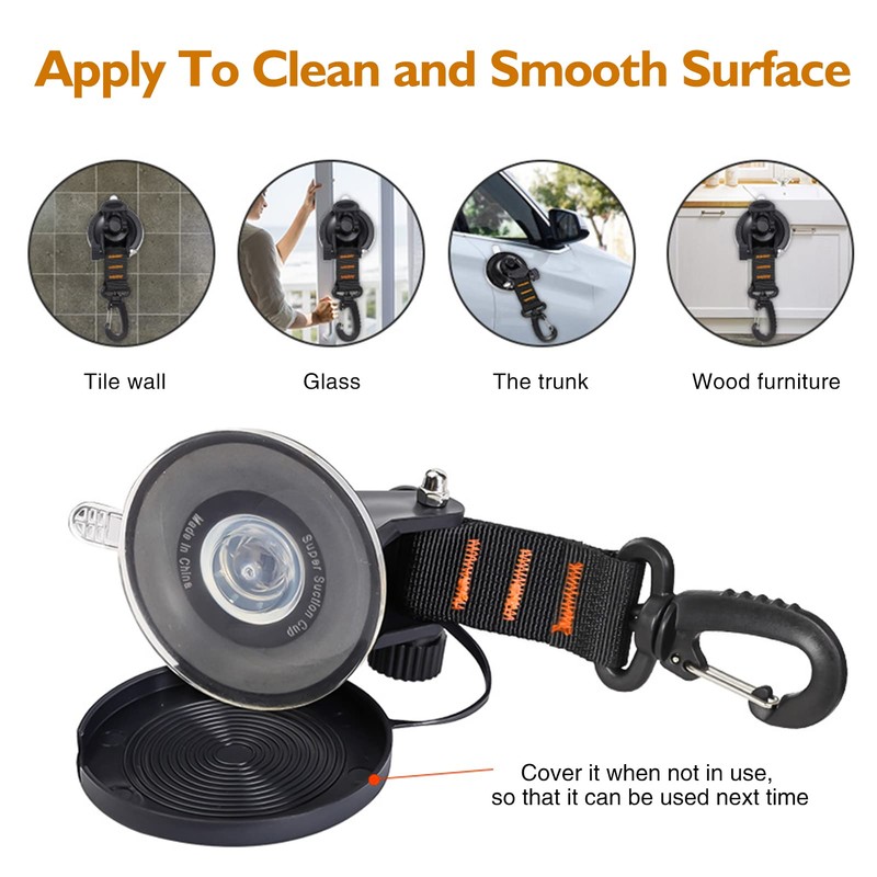 CONBOLA Suction Cups Hooks 4 Pieces Outdoor Car Camping Essentials