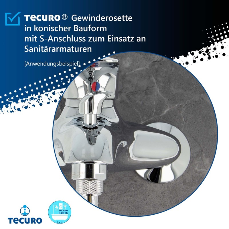 tecuro Threaded Rosette Conical Design with S-Connector 3/4 x 1/2