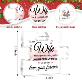 GROWTHMAGIC Puzzle Gifts for Wife - 4" x 3.3" Acrylic Puzzle Piece Gifts for Wife from Husband Birthday Valentines Day Christmas Decor Wife Gift Ideas