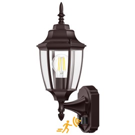 Lamomo Outdoor Wall Sconce, Dusk to Dawn Motion Sensor Light Fixtures, Exterior Aluminum Waterproof Bronze Porch Lights for Patio Front Door Garage (1 Pack)