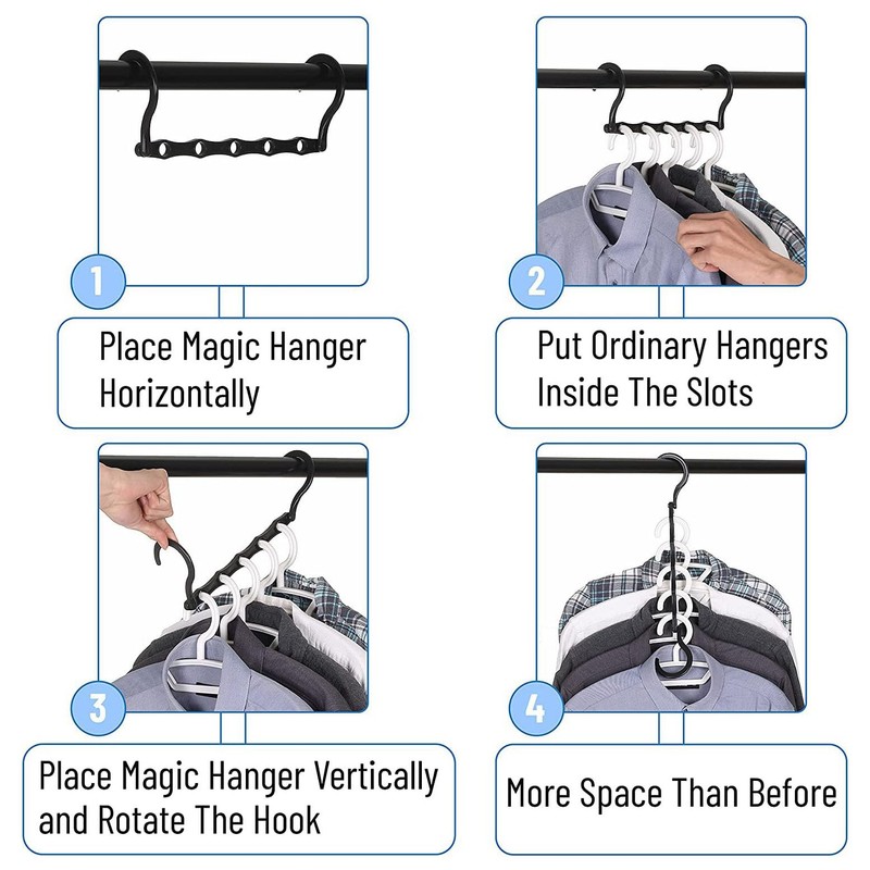 10 space saving hangers, sturdy 5-hole cascading hangers for organizing