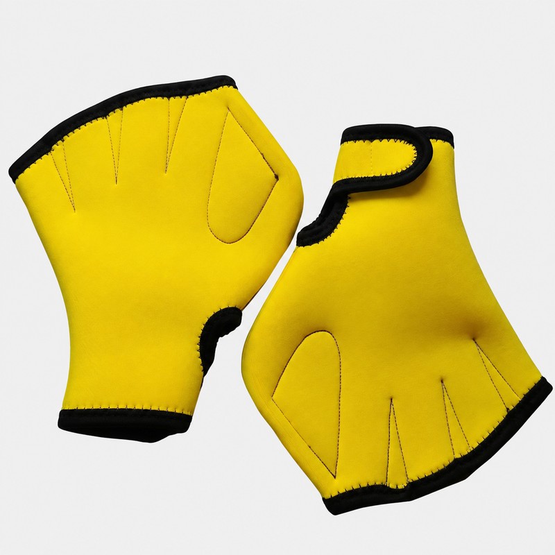 Webbed Swim Gloves with Adjustable Wrist Strap for Swimming, Diving