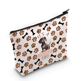 Generic Dachshund Cosmetic Bag , Unisex-Adults, Water-Resistant, Polyester, Pattern, 33x22cm, Travel