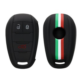 kwmobile Carcasa Compatible con Llavero de Alfa Romeo Llave de Coche con Control Remoto de 3 Botones Funda - Funda para Mando de Coche de Silicona - Verde/Rojo/Negro