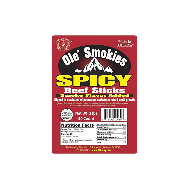 Buffalo Bills 2-lb Spicy 5" Ole' Smokies Saddlebag (50 twist-end