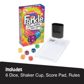 Farkle Classic Dice Game – Rainbow Kids Games, Dice Games, Family Games, Travel Games, Adult Games, Board Games, Dice Cup, Dice Set, Farkle Score Sheets Included, Ages 8+
