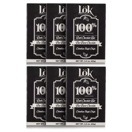 Lok Dark Chocolate Bar 100% Cacao | Fair Trade, Kosher, Gluten Free, Vegan, Bean-to-Bar, Sugar-Free, No Sugar Alcohol, No Artificial Sweetener, Keto Friendly, Low-Carb, Paleo | 3.0 Ounce 6 Pack