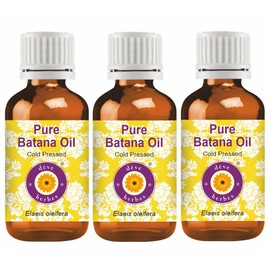 Deve herbes Pure Batana Oil (Elaeis Oleifera) Cold Pressed Pack of Three 100mlx3 (10 oz)