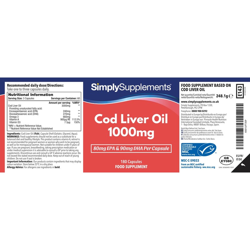 Pure Cod Liver Oil 1000mg | Supports Heart, Brain, Vision