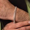 CG&KYGG 6mm Silver Moissanite Cuban Link Bracelet, Thick Silver-Plated Stainless