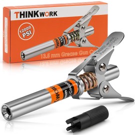 THINKWORK Grease Gun Coupler, Double Handle Extra Reach Upgrade, Strong Lock on Greases Gun Couplers, 12000 PSI Quick Release Grease Coupler,Compatible with All Grease Guns 1/8" NPT Grease Gun Fitting