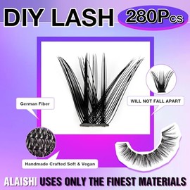 Extensiones de Pestañas Pelo a Pelo 280 Piezas 9-16mm 40D+50D, Kit de Pestañas Postizas con Pegamento y Fijador Impermeable, Fijación Fuerte y Fácil p