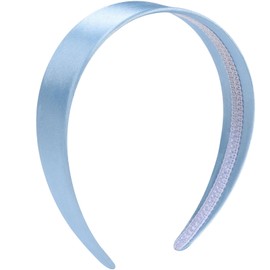 WantGor 1.6 Inch Wide Headbands Silk Satin Plain Headband for Women, Non Slip Solid Hair Bands Hair Accessories Cosplay DIY Holiday Head Band (Blue, Large)
