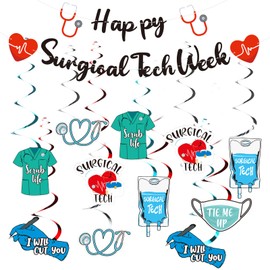 Resurhang 25 Pcs Surgical Tech Week Decorations Surgical Tech Gifts Pre-strung Hanging Banner for Doctor Nurse Thank You Hospital Technologist Appreciation Gifts