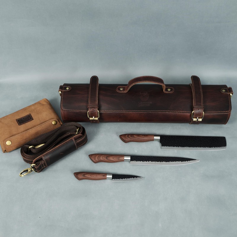 leather castle Chef Knife Roll | Genuine Buffalo Leather Knife