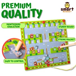 Smart Nugget | Toddlers Magnetic Maze, Wooden Puzzle, Montessori Toys for 3 4 5 Years Old Boys and Girls, Alphabet Learning, Educational Toys, Sensory Toys for Toddlers, Stem Toys, Fine Motor Skills