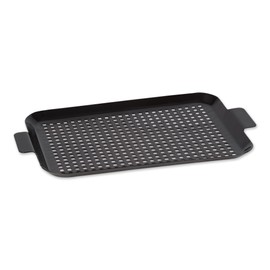 RSVP International Porcelain Coated Steel BBQ Grill Tray/Pan, Outdoor Barbeque Grilling Accessories for Cooking Fish & Vegetables, Dishwasher Safe, Medium, 16.75x10"
