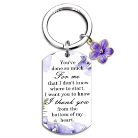 LKBVUG Thank You Gifts for Women Mom Teacher Coworker Friends Purple Flowers Keychains Special Friendship Gifts for Women Birthday Christmas Mothers Day Graduation Thanksgiving Presents