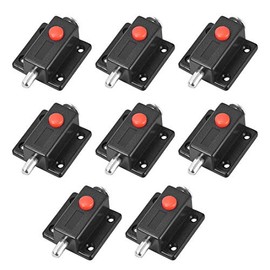 sourcing map Door Bolt Lock, 2-inch ABS Sliding Barrel Keyless Latch with Switch Button, 8 Pcs (Black)