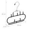 Relaxdays Belt Holder Set of 3, 5 Hooks, Bridge, Non-Slip,