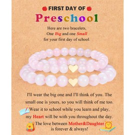 FIEEFX First Day of Preschool Pre K Bracelet Gift for Mom Mother and Daughter Bracelets Set for 2 1st Day of Preschool Prek Matching Bracelets for Mommy and Me Daughter Girls