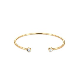 Elli Women's Gold-Plated Round Cut White Crystal, Sterling Silver, Crystal