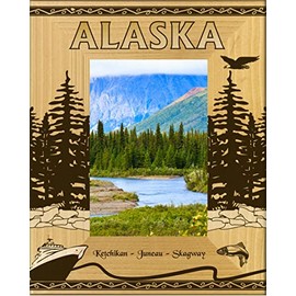 Saddle Mountain Souvenir Alaska-Ketchikan-Juneau-Skagway Laser Engraved Wood Picture Frame Portrait (4 x 6)