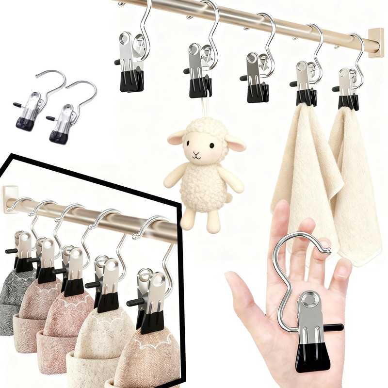 HUIKKJP 10 Pcs Stainless Steel Hanger Mono Clip Non Slip