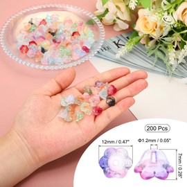 PATIKIL 200pcs Glass Trumpet Flower Beads Gradient Flower Beads Charms Jewelry Making DIY Craft Bracelet Earrings Necklace Decoration Blue Purple