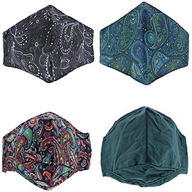 Zac's Alter Ego Set of 4 Classic Paisley Print Cotton Face Masks/Covers