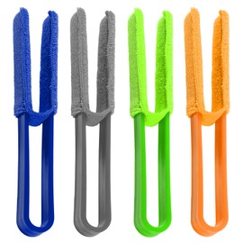 BWBWND 4 PCS Car Blinds Duster, Window Blind Cleaner Duster Brush with Removable Microfiber Sleeves, Multifunction Cleaning Tool for Auto Shutter Air Conditioner Vents Keyboard