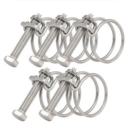 40-45mm Double Wire Hose Clamps, 201 Stainless Steel Hose Clips, Universal Plumbing Pipe Tube Fastener Adjustable Hose Hoop (Pack of 5)
