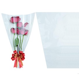 50 Pack flower bouquet wrapping paper-11.4in x 18in x 3.9in, flower bags for bouquets, bouquet bags Kraft floral wrapping paper, Flower Sleeves Wrapping Bags Perfect for Birthday, Wedding(White)