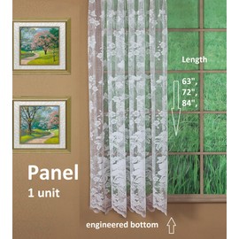 Today's Curtain Floral Vine Lace Panel 72", White, 60W x 72L