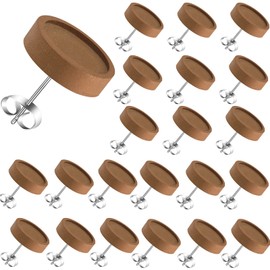 50 Pieces Wood Stud Earring Blanks 12 mm Cabochons Settings Round Wooden Earring Posts Brown Stainless Steel Earring Bezel Blanks for Jewelry Making DIY Crafts